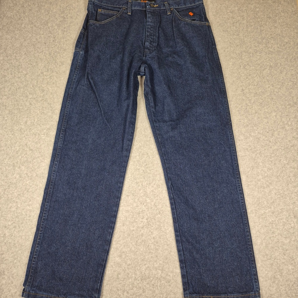 Wrangler Jeans Mens 38x32 Blue Flame Resistant FR Relaxed Fit FR31MWZ Denim